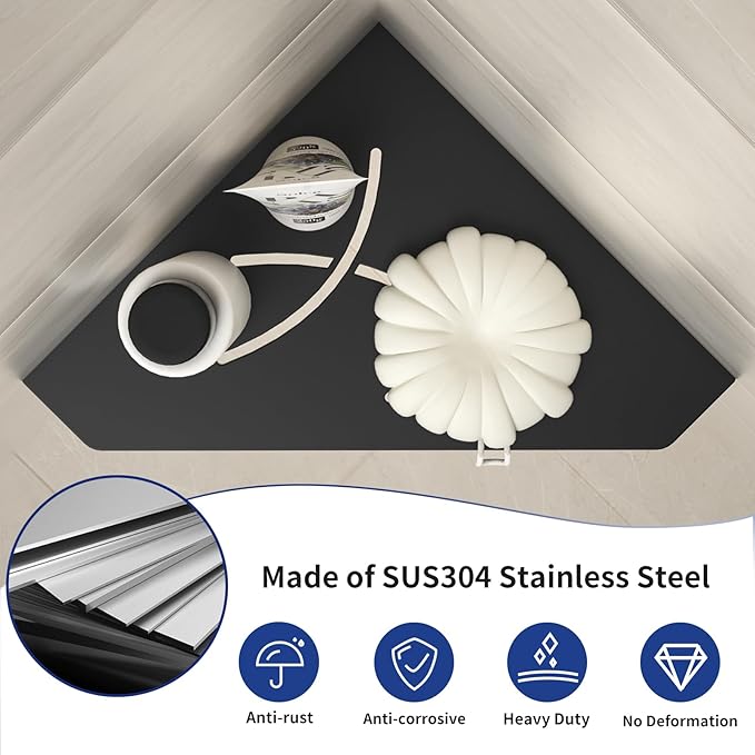 Corner Shower Shelf 10", Matte Black 304 Stainless Steel Pentagonal Corner - Image 3