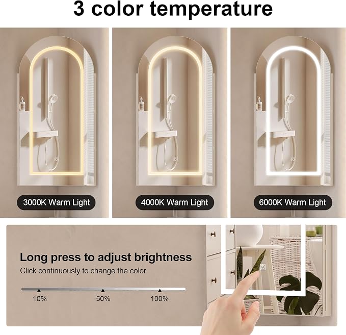 16x31 Inch White Lighted Corner Medicine Cabinet - Image 4