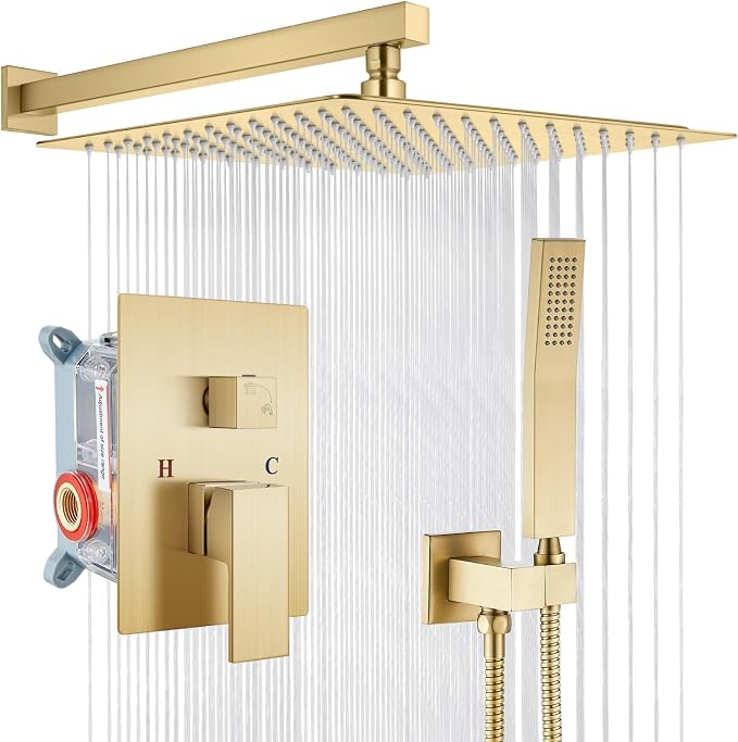 gotonovo Rainfall Bathroom Shower System Rain Shower Head and Handle Set Wall by HOME