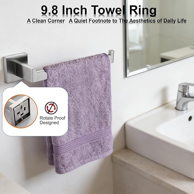 Bathroom Hardware Set 10 Piece Brushed Nickel Bathroom Accessories Set SUS304 - Image 3