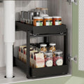 2 Pack Under Sink Organizer, Bamboo Wooden 2-Tier Pull-Out Storage by HEALTHYYOU