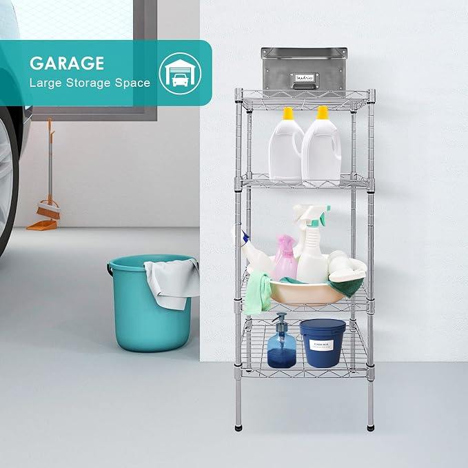 4 Tier Wire Shelving Unit, Height Adjustable Wire Shelves - Image 9
