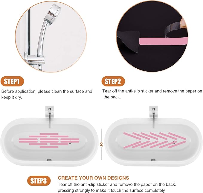 Anti Slip Shower Stickers, Safety Bathtub Strips Adhesive Decals - Image 5