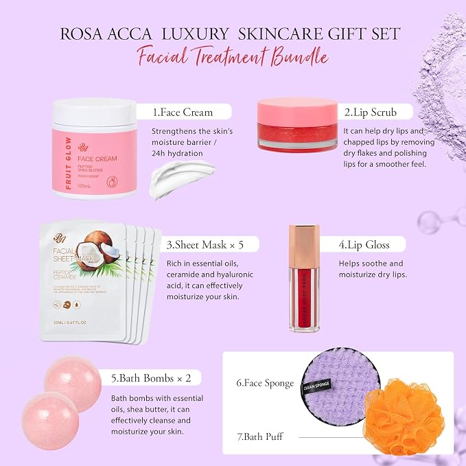 42 Pcs Christmas Gifts for Women, Super Fruit Bath and Body Gifts, Facial Skin - Image 3