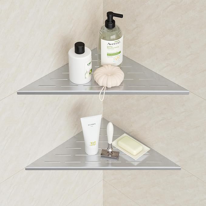 Neodrain 12 Inch Brushed Corner Shelf Set of 2, Floating Corner Shelves by Neodrain
