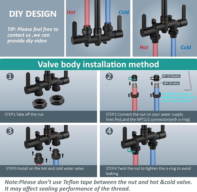 Aolemi Outdoor Shower Fixtures, Outdoor Shower Kit Faucet System 3 Inch Center - Image 9