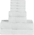 Bath Towels 8 Piece Towel Set – 100% Combed Cotton – Bath + Hand + Washcloths – by SweetHomeCollection