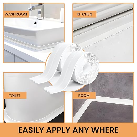 White Caulk Tape Waterproof Self Adhesive, Caulking Tape, Sealer Strip - Image 5