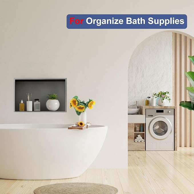 Shower Niche, 16 * 28 Stainless Steel Elegant Bathroom Niche, No Tile Needed - Image 4