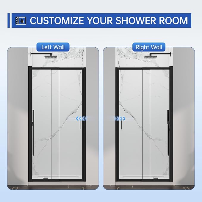 31-33" W x 72" H Pivot Swing Glass Shower Doors, 180° Rotating Retractable - Image 8