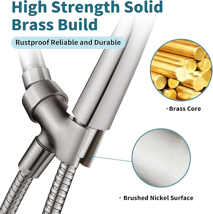 BRIGHT SHOWERS All Metal Handheld Shower Head Holder, Adjustable Shower Arm - Image 2
