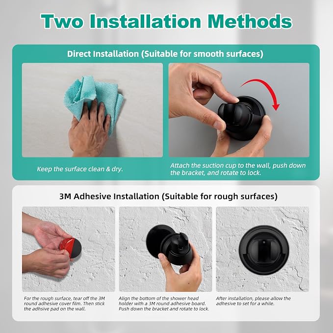 Hibbent 2 Pack Vacuum Suction Cup Shower Head Holder, Removable Shower Head - Image 7