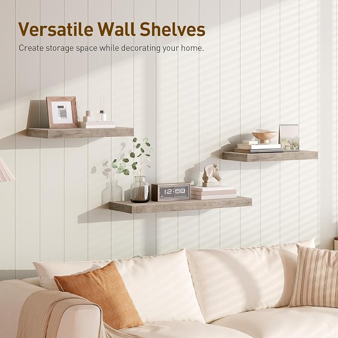 Floating Shelves for Wall, 1.5" Thick Wall Shelf Set of 4 - Image 4