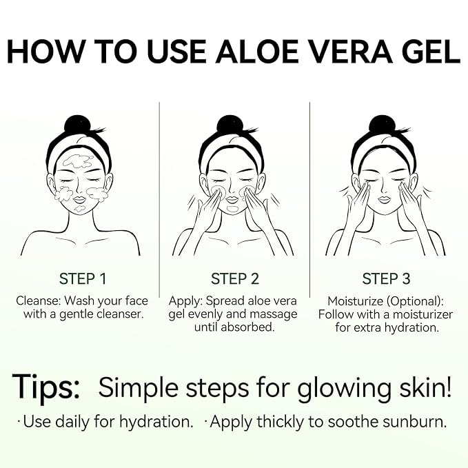 Pure & Organic Aloe Vera Gel for Sunburn Relief, After Sun Lotion for Face & - Image 8
