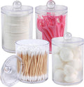 4 Pack Acrylic Qtip Holder Dispenser, Bathroom Canisters Apothecary Jar Set by Aynoo