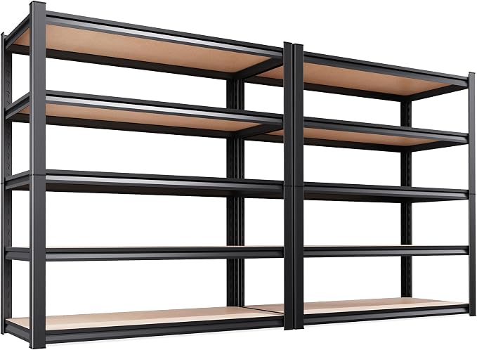 Set of 2 Storage Shelves, 45.6" W Heavy Duty Garage Shelving, 2500LBS Metal by Unknown
