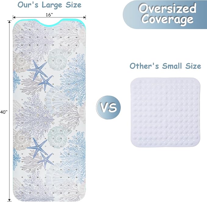 Bathtub Mat Non Slip, Extra Long Bath tub Mat Shower Floor Mat - Image 2
