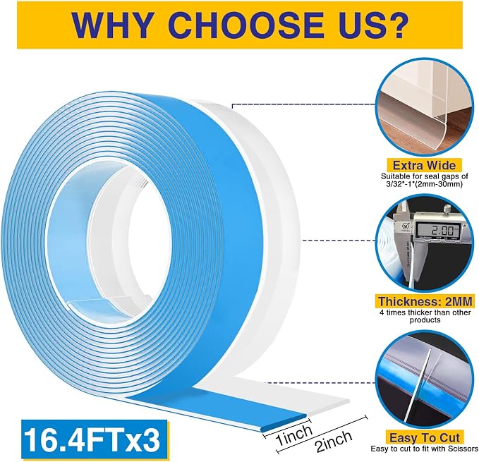 Weather Stripping 49.2FT x 2in Door Draft Stopper Silicone Seal Strip - Image 3