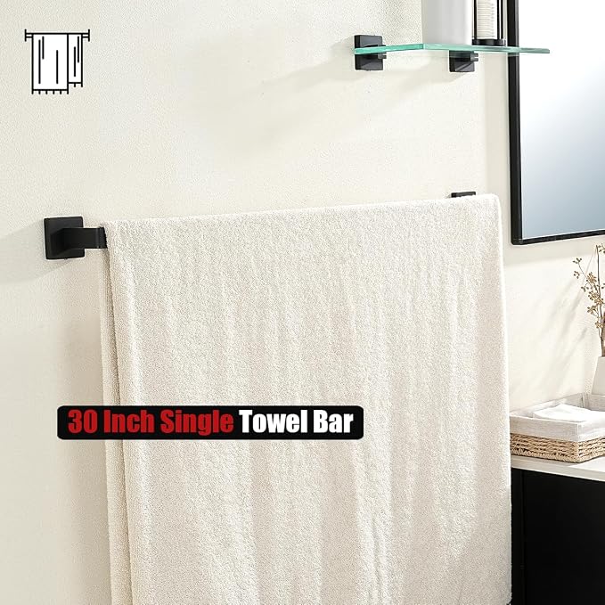 JQK Black Towel Bar, Rounded Edges 32.36 Inch Towel Rack, 304 Stainless Steel - Image 7