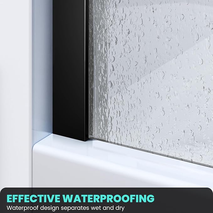 36" W x 62" H Frameless Bathtub Shower Door Bathtub Glass Panel Half Shower - Image 4