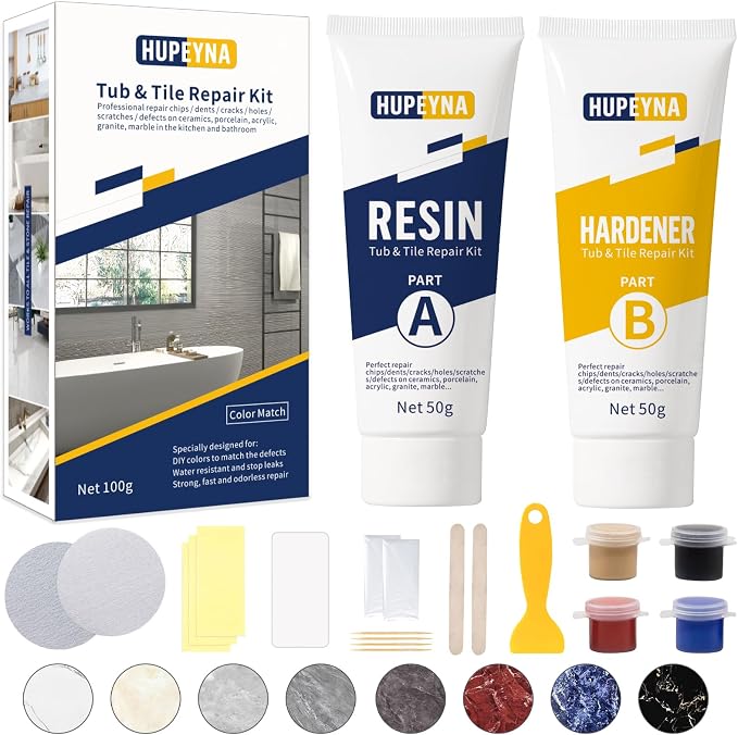 Tub, Tile and Shower Repair Kit, Hupeyna Porcelain Repair Kit, Bathtub Repair by HUPEYNA