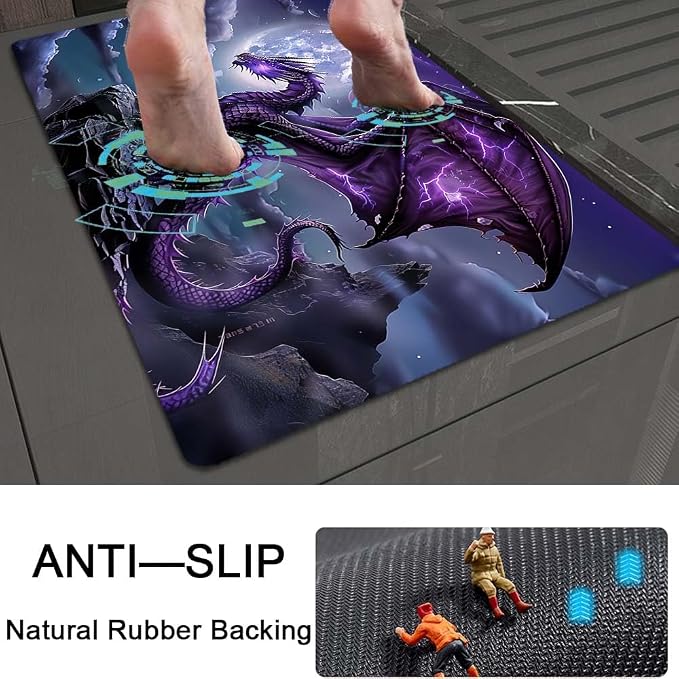 Bath Mat Rug, Majestic Purple Dragon Non Slip Quick Dry Super Absorbent Thin - Image 5