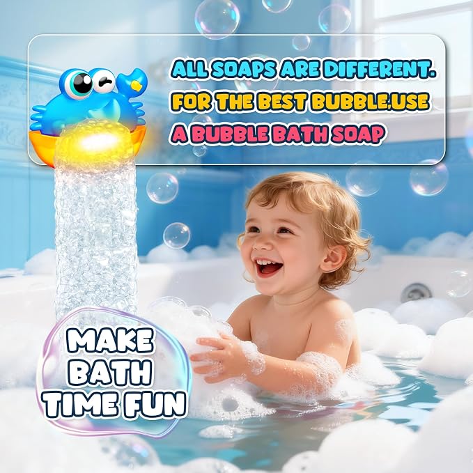 Bath Toys for Kids Ages 1-3, Light Up Baby Bath Toys Crab Bubble Maker - Image 6