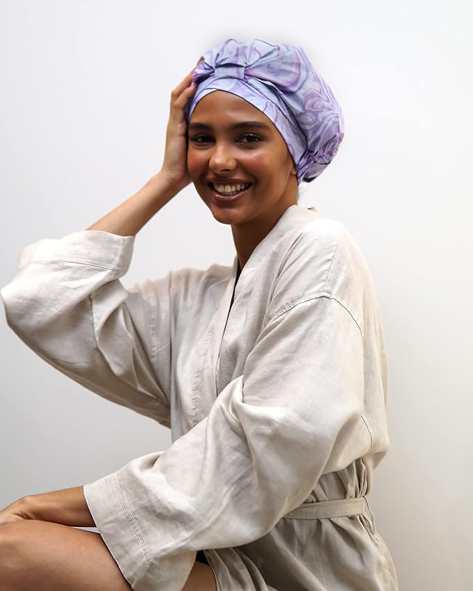 Reusable Shower Cap for Women Reusable Waterproof – Leakproof, Nonslip Hair Cap - Image 6
