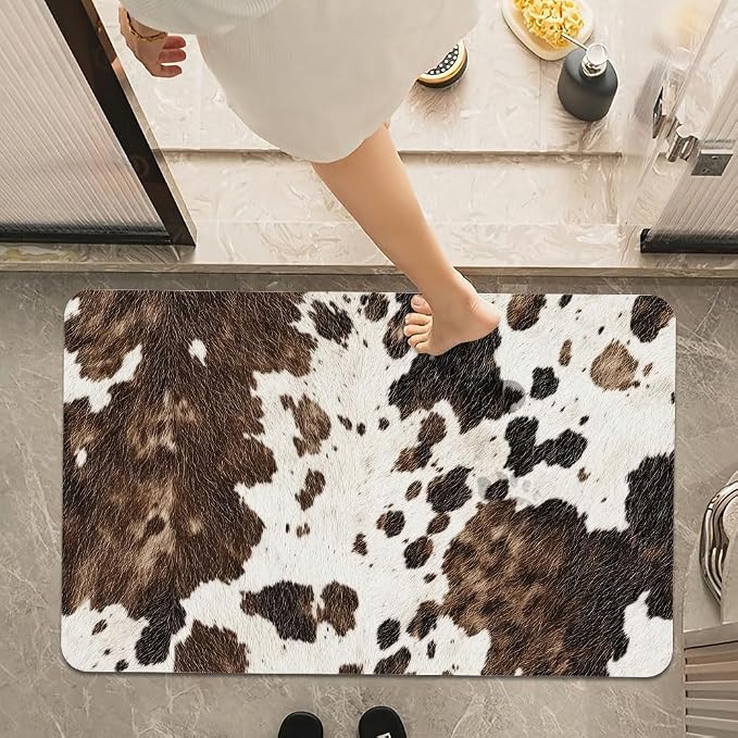 Bath Mat Rug, Animal Cow Skin Texture Non Slip Quick Dry Super Absorbent Thin - Image 7