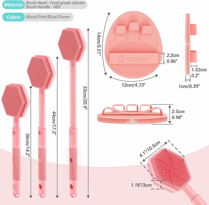 Silicone Back Scrubber & Soft Bath Glove 2PCS, 360° Anti-Slip Hand-fit Silicone - Image 2