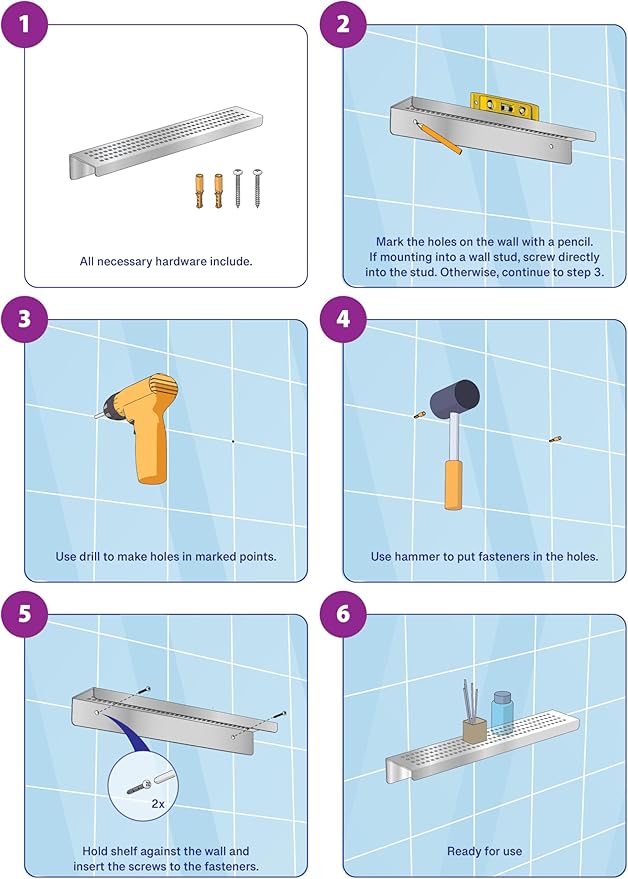SereneDrains Stainless Steel Polished Chrome Shower Shelf - Image 6