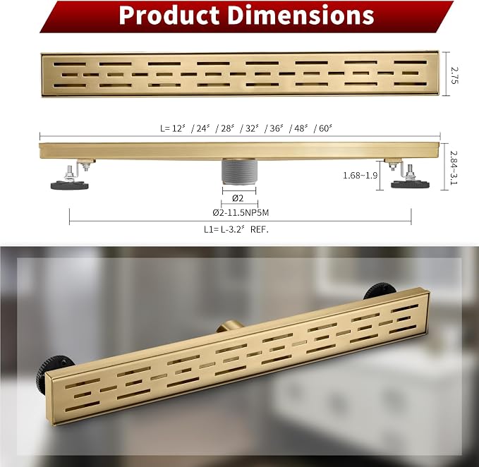 Sharp-tec Linear Shower Drain, 32 inch Shower Drain - Image 6