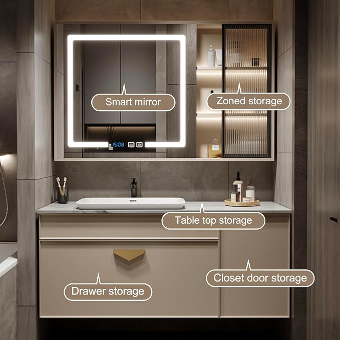 Bathroom Vanity with Sink - 32IN Floating Bathroom Vanity Include Smart LED - Image 4