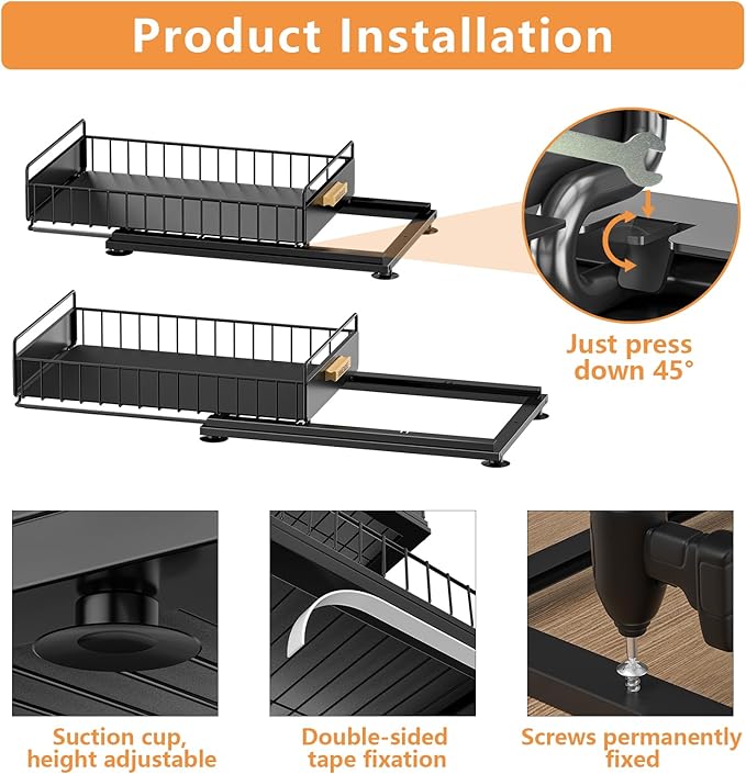 Under Sink Organizer, 2 Packs Under Sink Organizers and Storage, Slide Out Pull - Image 4