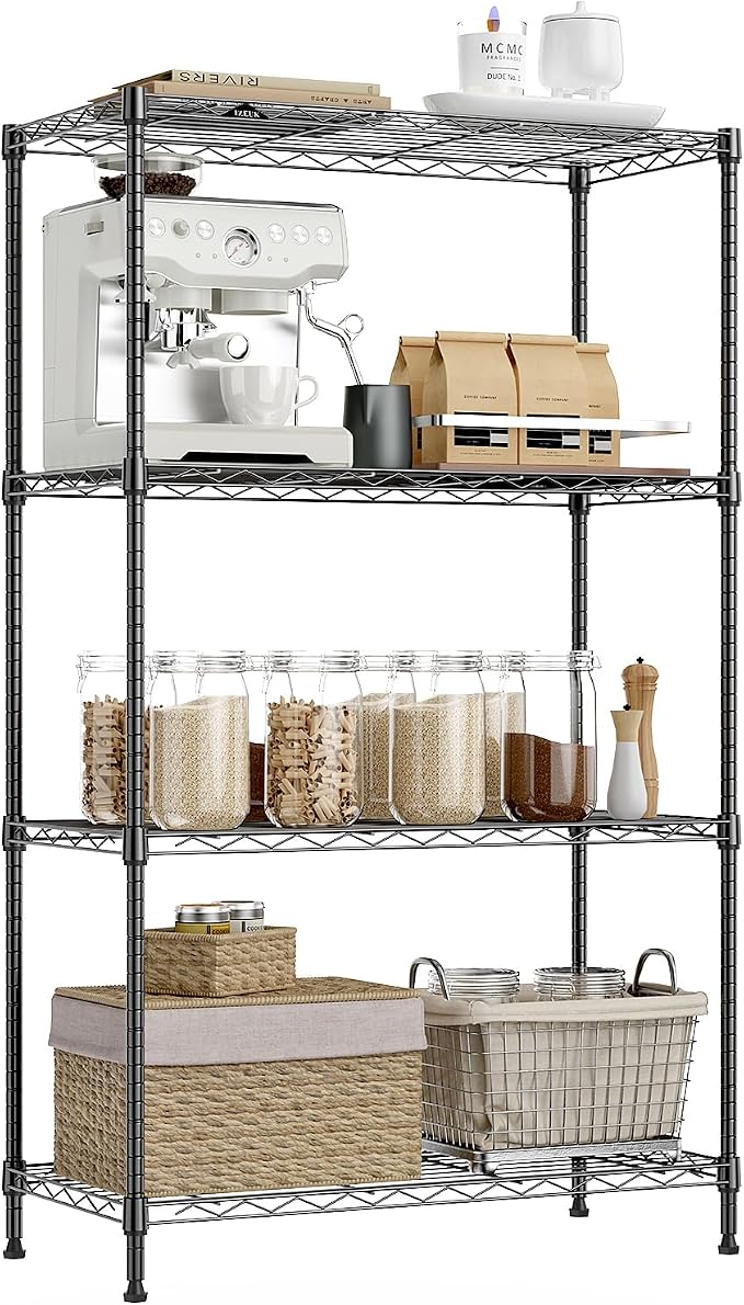 IZEUK 4-Tier Heavy Duty Steel Storage Shelves, Metal Shelf Wire Shelving Rack by IZEUK