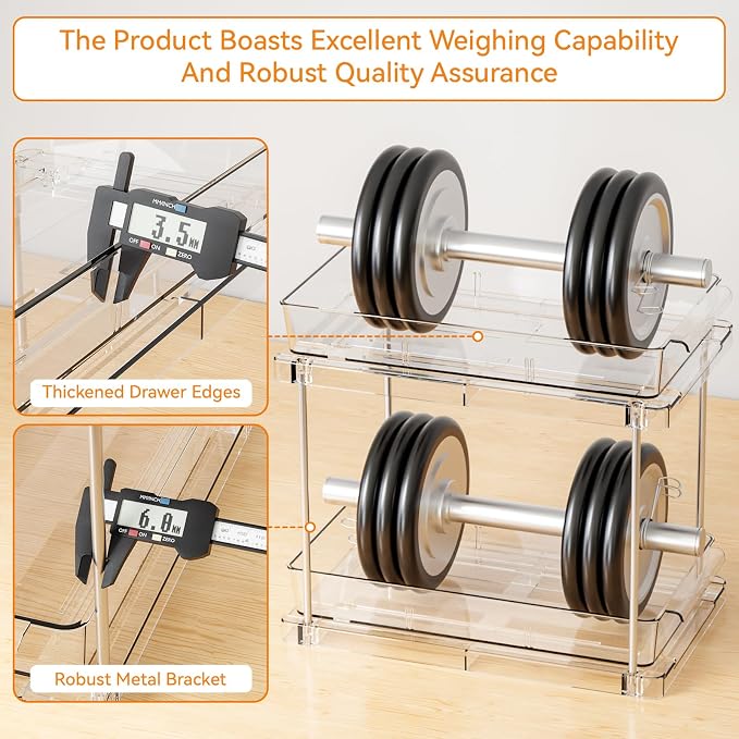 Yieach 2 Pack Pull Out Under the Sink Organizer, 2 Tier 10.6″ High Medicine - Image 6