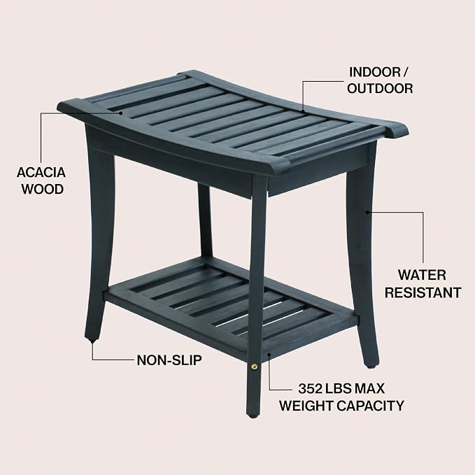 JONATHAN Y STL1001B Tucker 22.1" Traditional Classic Slatted Solid Acacia Wood - Image 4