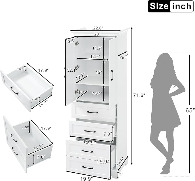 72" Tall Narrow Storage Cabinet - Image 2