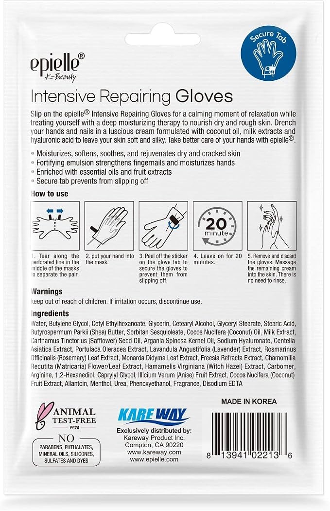 Epielle Intensive Repairing Hand Mask 6 Pairs, Deep Moisturizing Gloves - Image 9