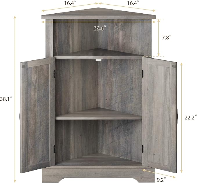 Smuxee Bathroom Corner Storage Cabinet, Farmhouse Floor Corner Cabinet - Image 2