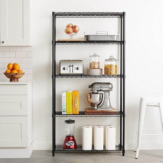 5 Tier Storage Racks Shelving, Heavy Steel Pantry Shelves, Adjustable Wire - Image 2