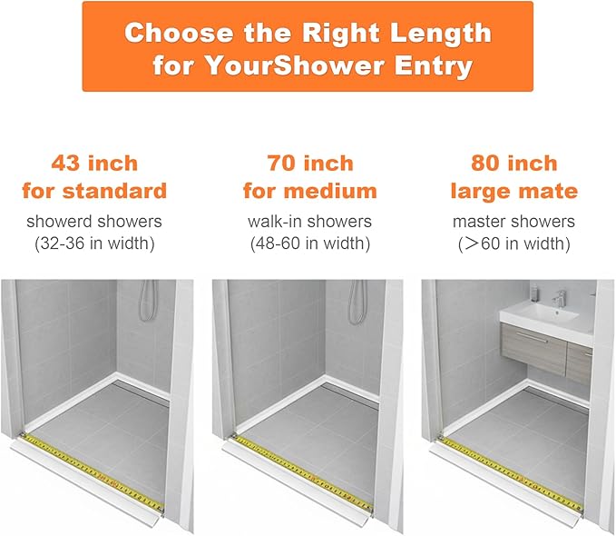 3.8'' High Shower Threshold Water Dam Collapsible 70IN Shower Water Splash Guard - Image 2