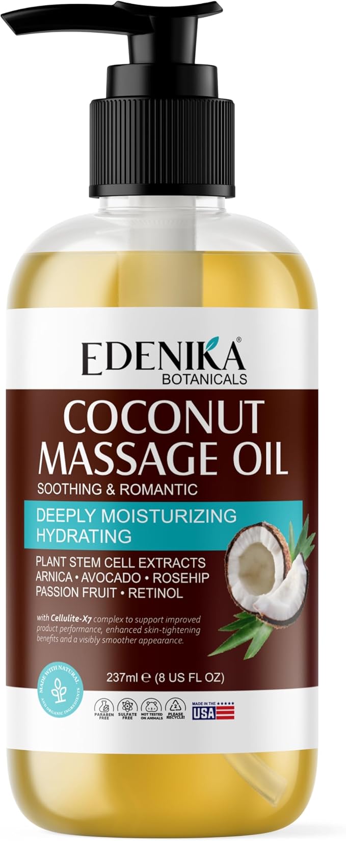 Tropical Coconut Massage Oil for Massage Therapy, Soothing Massage Oil by EdenikaBotanicals