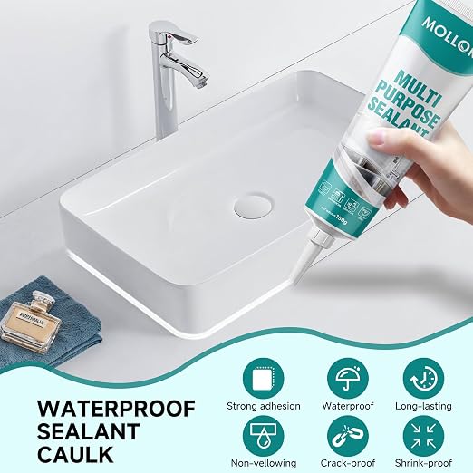 White Silicone Caulk for Bathroom & Kitchen, Waterproof Silicone Sealant for - Image 2