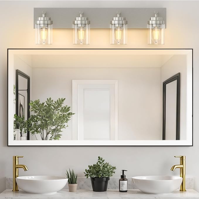 IZORRO Bathroom Vanity Light Fixture, 4-Light 27.5 Inch Brushed Nickel Bathroom - Image 7
