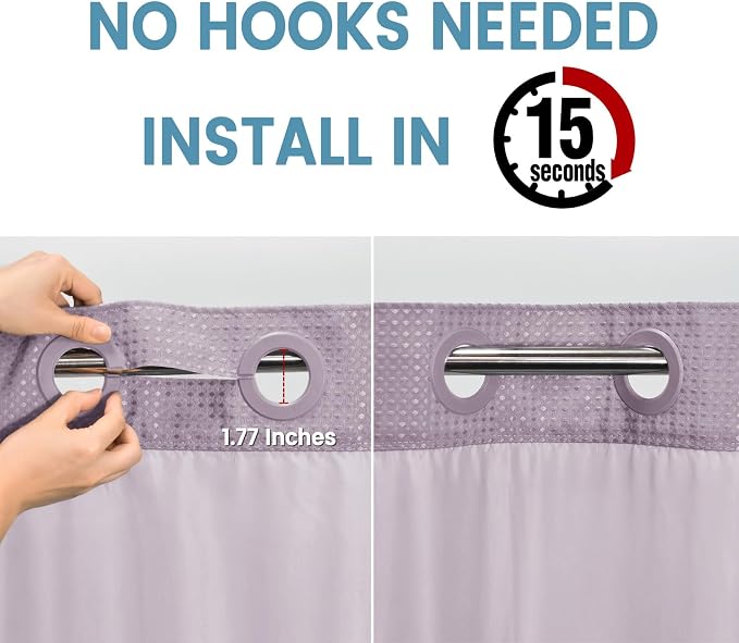 Lavender No Hook Shower Curtain - Image 3