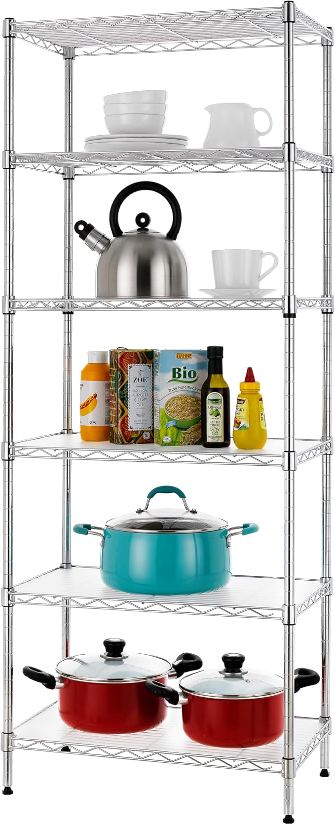 Finnhomy 6-Tier Wire Shelving Unit Adjustable Steel Wire Rack Shelving 6 - Image 4