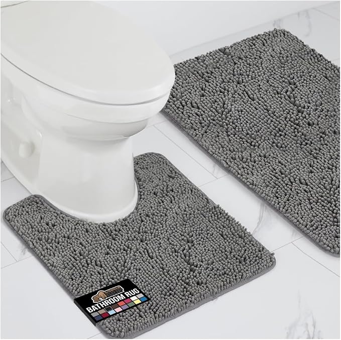 GORILLA GRIP Bathroom Rug Sets, Soft Chenille 2 Piece Area Rugs Set, Toilet by GorillaGrip