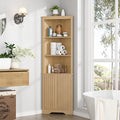67" Tall Corner Cabinet with Doors, 5-Tier Fluted Corner Storage Cabinet with by Halitaa