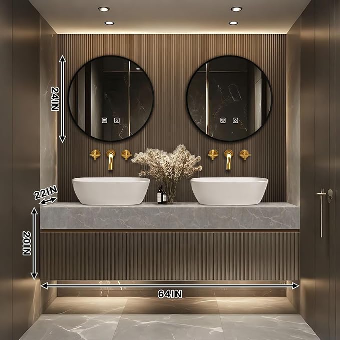 Floating Bathroom Vanity with Sink LED Smart Mirrors, Modern Luxury Style - Image 2